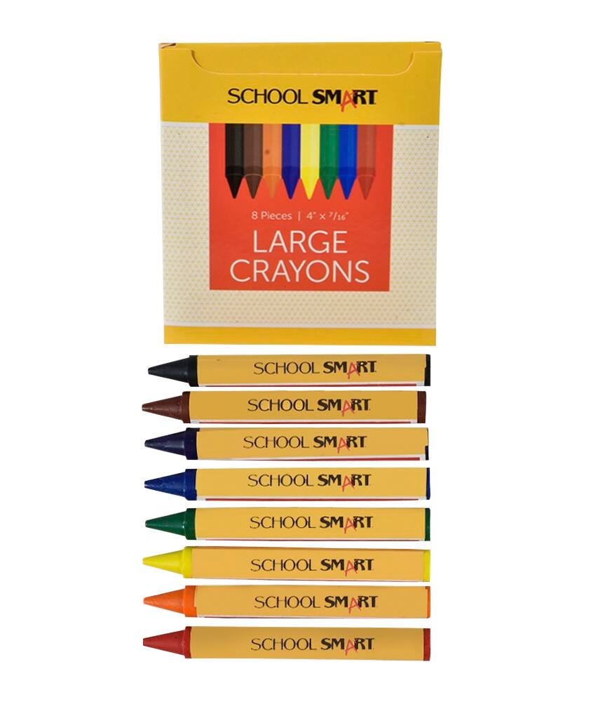 School Smart Crayons, Large Size, Assorted Colors, Set of 8 245951